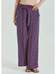 Purple Women's Plus Size Trousers with Elastic Waist Belt Detail 4618